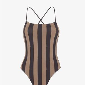 FENDI Striped One-Piece Swimsuit
